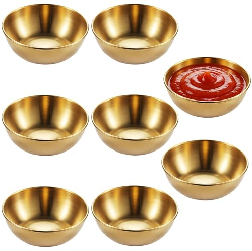 Saituo Home 8 Piezas Cuencos Aperitivos, Bol de Acero Inoxidable Dorado