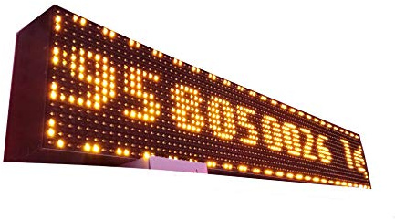 Cartel LED programable con Sensor de Temperatura y Reloj (96x16 Doble Cara, Naranja ámbar) / Letrero programable/Pantalla programable/Pantalla de Texto/Rótulo Luminoso/Reloj electrónico