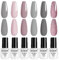 ROSALIND 6 Farben Gel Nagellack, Weiß Rosa Blau Violett Grau Silber Shellac Soak Off UV Nagellack Set Gel Nail Polish Farbgel für Nageldesigns Nail Art Starter Kit 6pcs