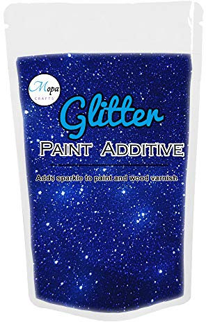 Mopa Crafts Royal Blue Glitter Paint Crystal Aditivo 100 g para pintura de emulsión – para uso con paredes interiores/exteriores, techos, madera, metal, mate, brillo suave o pinturas de seda