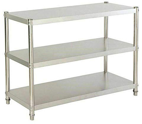 Kökshylla Kryddhylla 3 Hyllor - 80 x 80 x 40 cm Rostfritt Stål Hylla för Gastronomi, Mikrovågshållare och Tung Hylla