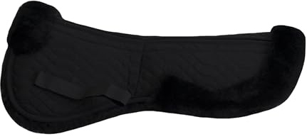 Engel Reitsport SAKIS2AP-L-SCH-SCH - Sella in pelliccia di agnello, imbottita, con bordo in pelliccia anteriore e posteriore, colore: Nero