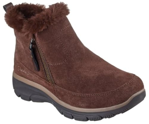Skechers Women's Easy Going Cool Zip! Boots, Chocolate Suede, 3.5 UK