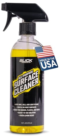 Slick Products All-Purpose Surface Cleaner – Interior & Exterior Vehicle Spray for Plastic, Vinyl, Rubber, Carpet & Upholstery – Ready-to-Use Formula with Fresh Lemon Scent – 16 oz.