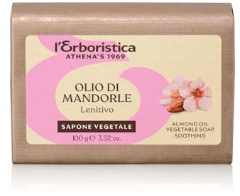 L'Erboristica Athena's | Saponetta Vegetale all'Olio di Mandorle, Sapone Lenitivo, 100 gr, Made in Italy