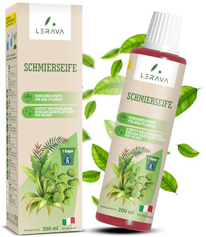 LERAVA® sapone molle potassico per piante [BIO] - Difesa biologica contro insetti come afidi, cocciniglia, fumaggine - Sapone molle di potassio per orto, frutta e giardino - 100% Made in Italy [200ml]