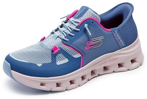 Skechers Women's Work Glide Step Pro SR Edrura Hands Freee Bungee Health Care Professional Shoe, Slate/Pink, 7