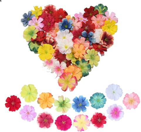Mrltau 50 Pcs Stücke Kunstblumen Blumenköpfe, Blumen Deko, Bunt Künstliche Blumenköpfe, Deko Blumen, Fake Flowers, Kunstblume, Artificial Flowers, Kunstblumen Zum Basteln