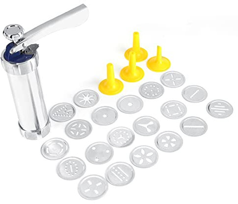 HAOHIZE Kit de Pistolet à Presse à Biscuits, Machine à Biscuits à Biscuits Machine à Biscuits à Biscuits Faisant avec 20 Disques de Pochoir Décoratifs Gâteau DIY Outils de