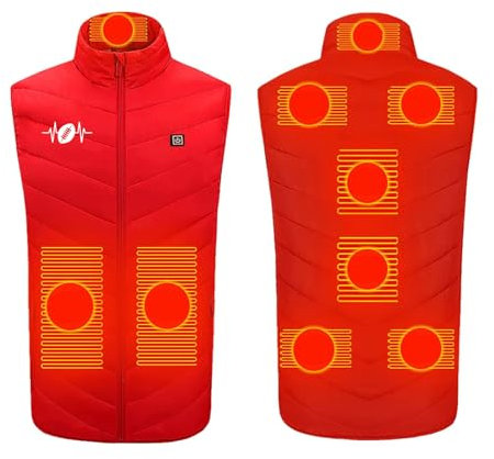 Battnot Wärmeweste mit Akku Damen, Beheizbare Weste für Herren und Damen, 3 Einstellbar Temperatur, 9 Zonen Heizung, Verstellbar Eletriksche Heizweste mit Akku für Winter USB Heizweste Herren Damen