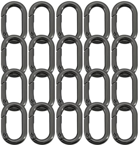 GTYHH 20 Stück Metallkarabiner, Ovale Karabiner, Schnallen Zur Befestigung Von Gegenständen, Verwendbar Für Taschen, Schlüsselanhänger, Anhänger, Kleidung