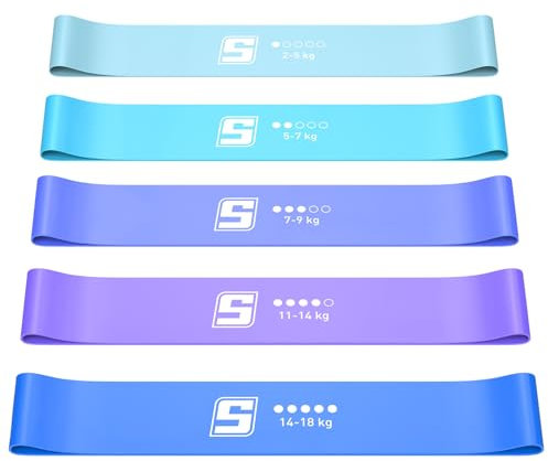 Elastique Musculation avec 5 Niveaux de Tension, Bande de Résistance Respectueux de la Peau, Sac de Transport Inclus, Adaptés au Smart Workout, Pilates Accessoires et Entraînement de Force