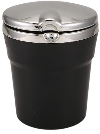 Agmoctz Car Ashtray with Lid - Portable Travel Car Ashtray Self-Extinguishing - Made of Fire Plastic, Black