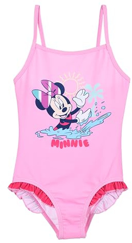 Disney Minnie Mouse Bañador para Niña, Bañador de una Pieza Verano Natación Infantil, Talla 4 Años | Rosa