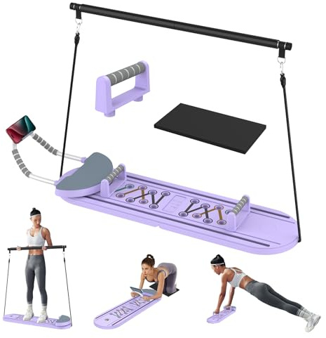 Pilates Reformer, 6 in 1 Machine de Réformateur de Pilates avec Minuterie LED e Bâton de Pilates, Rebond Automatique, Appareil Abdominale et Entraînement Complet du Corps pour Gym à Domicile