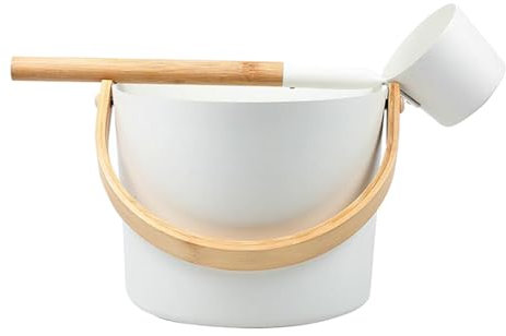 mophrati for Ultimate Relaxation Sauna Aluminum Bucket for Uncompromising Comfort Sauna Bucket with Long Handle Spoon Sauna Barrels