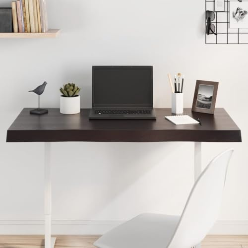 QJBSAVVA Tischplatte 100x40 cm Massiv Eiche dunkel Lasur handgefertigt mit Naturkante Moderne Holztischplatte bistrotisch Outdoor geeignet für Küche Wohnzimmer Büro Balkon