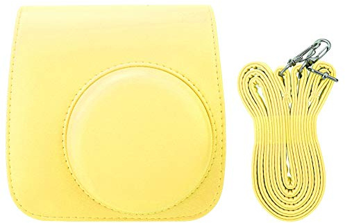 MMABEUTF Mini Bolso para cámara, Bolso Cruzado de Moda con Correa Desmontable, herrajes de Metal, Forro Suave, para cámaras Digitales compactas (Amarillo limón)