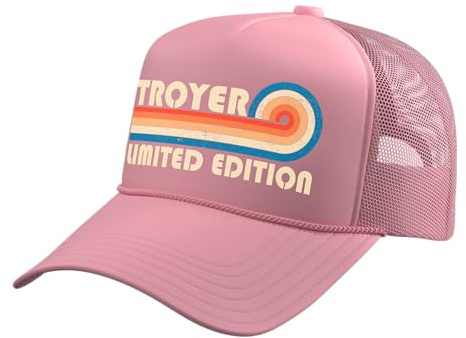 Troyer Retro 70s 80s Sunset Stripe Trucker Hat with Adjustable Mesh Back, Pink