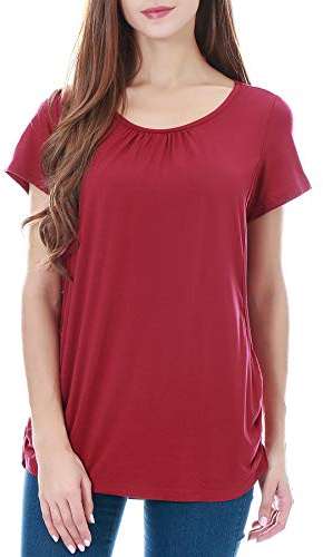 Smallshow de Lactancia Materna para Mujer Camiseta de Lactancia Materna Modelo de Manga Corta Wine Medium
