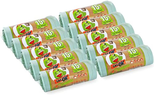 150 Sacs poubelle biodégradable, avec poignée, 25 Litres, 50x60, pour composte et déchets organiques, Tri sélectif