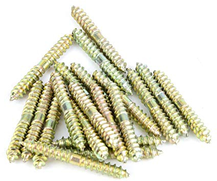 Dowel Screws, 20pcs Zinc Plated Iron Double Ended Wood to Wood Screw Headless Self Tapping Fasteners Thread Bolts Multi Purpose Joint Legs DIY Tools for Woodworking Furniture Connecting Fixing 5x40mm