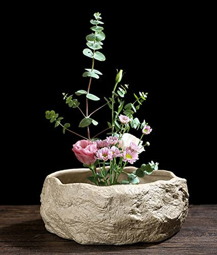 Japanische Keramik-Blumenvase, Blumenarrangement-Behälter für Ikebana-Vase und runde Blumen-Frosch A20