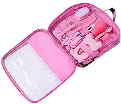 Baby Healthcare and Grooming Kit Baby Nasal Aspirator Nail Clipper Hairbrush Set Newborn Daily Cleaning Care Kit 13 Pcs/set, Style a, Pink, Decorative Accessories