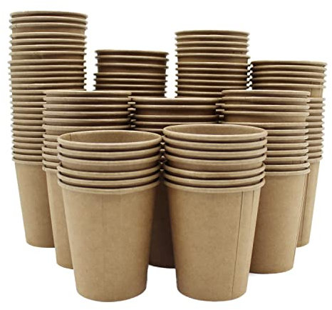 BAMI 1000 Stück Kaffeebecher | Einwegbecher | Braun, Pappe, Kraftpapier, 8oz 200ml | Pappbecher