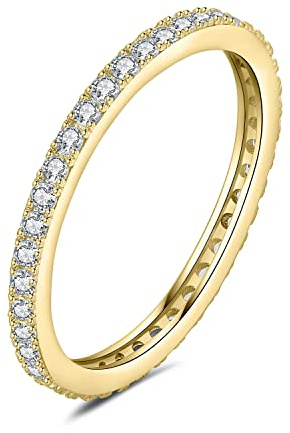 JewelryPalace Modesmycken Klassisk Stapelring Med Zirkonia Evighetsring För Damer Smal, Vigselringar För Damer Silver 925 Vigselringar Bröllopsbandring, Smycken För Kvinnor Med Sten