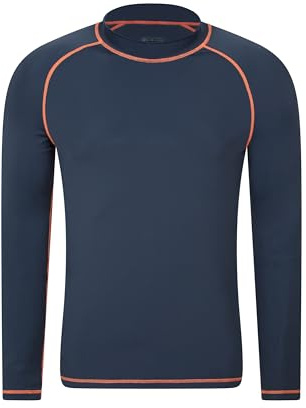 Mountain Warehouse Mens Long Sleeves Rash Vest - Quick Drying Rash Guard, Prevents Chafing, UPF50+ Sun Protection with Flat Seams - Spring Summer, Swim, Surf Indigo L