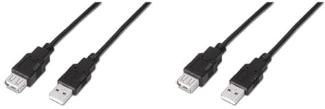 AISENS A101 – 0015 – USB 2.0 Verlängerung Kabel (1 m, geeignet für Spiele-Konsole/Digitalkameras/Webcam/Drucker/Maus) schwarz (Packung mit 2)