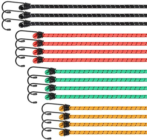 15er-Set Spanngummi mit Haken, Universal Spanngurte, Gepäckspanner, Expander, in 4 Längen - 2025 Neuestes - Breite 8MM Spanngurt Set - Ladungssicherung für Möbeln, Fahrrad&Motorrad, Camping (15er-Set)