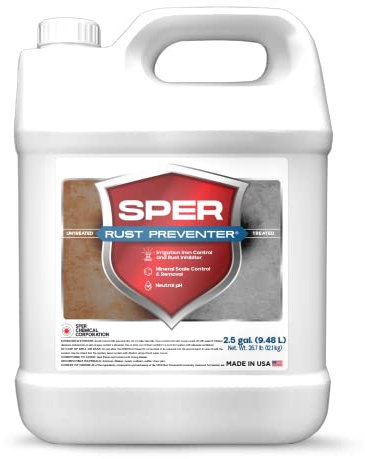 SPER Rust Preventer - 2.5 gal Liquid Sprinkler & Irrigation System Rust Inhibitor for Iron, Calcium, & Mineral Control - Concentrated - Treats 250,000 gal (2.5 gallon - 1 pack)