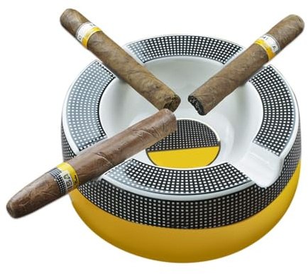 Cigar Ashtray Big Ashtrays for 8 Round Cigarettes Large Rest Outdoor Cigars Ashtray for Patio/Outside/Indoor Gifts for Men
