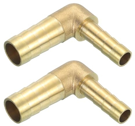sourcing map 2 Pcs Brass Hose Barb Fitting L Right Angle Elbow Connector Coupler, 1/2 x5/16 ID Brass Fitting Air Hose Fittings Reducer for Connecting Water Fuel Air, Oil Hoses