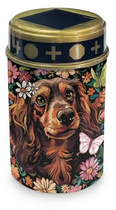 HUGS IDEA Dachshund - Luces solares para tumbas de cementerio, luces solares impermeables, decoración conmemorativa para tumbas, linterna de cementerio alimentada por energía solar con diseño floral