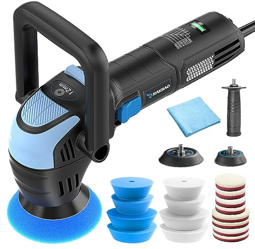 Mini Polisher 2/ 3inch - Car Polisher 750W with 12mm Random Orbital-Car Polishers and Buffers with 16pcs Trapezoidal Polishing Pads,16.4 ft Cord Polishing Machine for Car Detailing