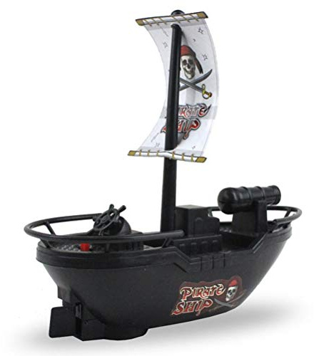 Aatraay Kids Pirate Toy Boat, Motorized Bath Toys for Children with 2 AA Batteries, Lightweight Pool Water Boat for Toddlers Boys Girls (black)
