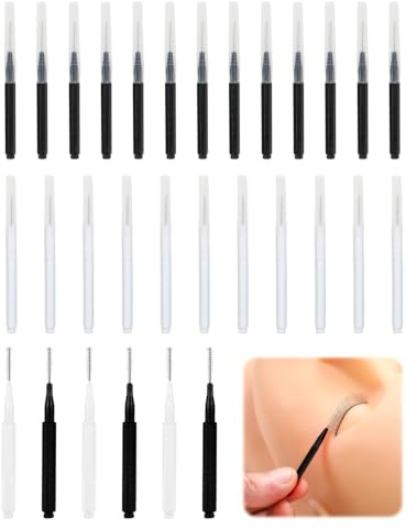 UEAVOID 60 Scovolini Pennelli per Sopracciglia e Ciglia | Spoolie Microbrosse Riutilizzabili per Extension, Laminazione, Mascara e Trucco | 30 Neri e 30 Bianchi