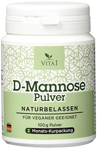 VITA1 D-Mannose Pulver • 100g (2 Monatspackung) • rein und naturbelassen & vegan und frei von Zusatzstoffen • Natur D-Mannose Pulver sind besonders für Veganer und Vegetarier