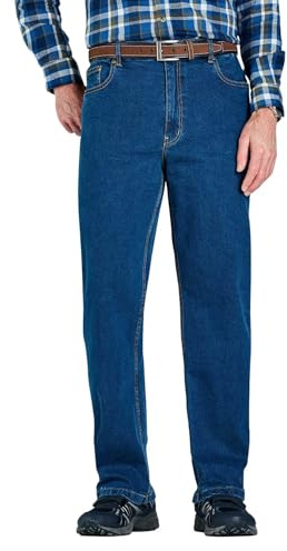 Chums Men's Denim Jeans in Stretch Fabric | Side Elasticated Waistband for Comfort, Stonewash Finish, Classic Styling