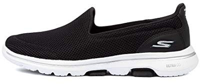 Skechers Damen Go Walk 5 sneakers, Black Textile White Trim, 38 EU