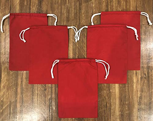 Reusable Eco friendly RED COLOR Cotton Thick Double Drawstring Muslin Bags premium quality-25 count pack (8 x 10)