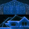 240LEDs Waterfall Icicle Christmas Lights 5m - Multifunction 8 Light Modes, Timer Clear Cable Indoor/Outdoor Low Voltage Connectable Waterproof Christmas Decoration, Blue