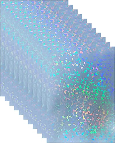 Bleidruck 20 Sheets 8.25x11.7 Inches Broken Glass Holographic Premium Cold Laminated Film Glitter Holographic Overlay Laminating Self Adhesive Film