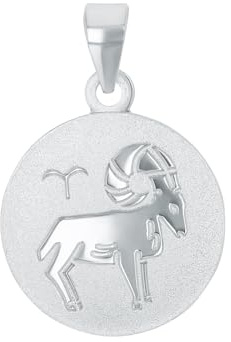 Amor Motivanhänger 925 Sterling Silber Unisex Damen Herren Anhänger, Silber, Widder, Kommt in Schmuck Geschenk Box, 2028047