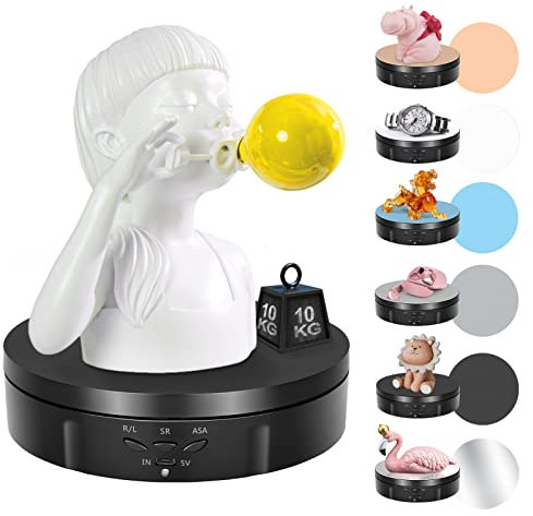 Drehteller Elektrisch 10kg 14.6cm Wiederaufladbar 3 Einstellbare Geschwindigkeiten Drehscheibe Elektrisch 360 Grad Aufnahmen Automatische Drehplattform für Schmuck Fotografie Produktanzeige