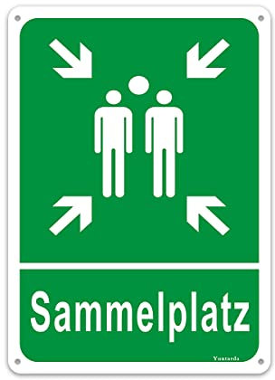 Sammelplatz Schild,Alu 20X30cm Sammelstelle Sammelpunkt Schild mit vorgebohrtem Loch für einfache Montage