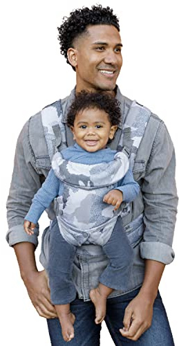 Infantino Flip Advanced 4-in-1 Babytrage, Ergonomisch, Umwandelbar, mit Blickrichtung Nach Innen und Außen, Vorne und Hinten Tragbar für Neugeborene bis Kleinkinder von 3,6-14,5 kg, Blue Camo